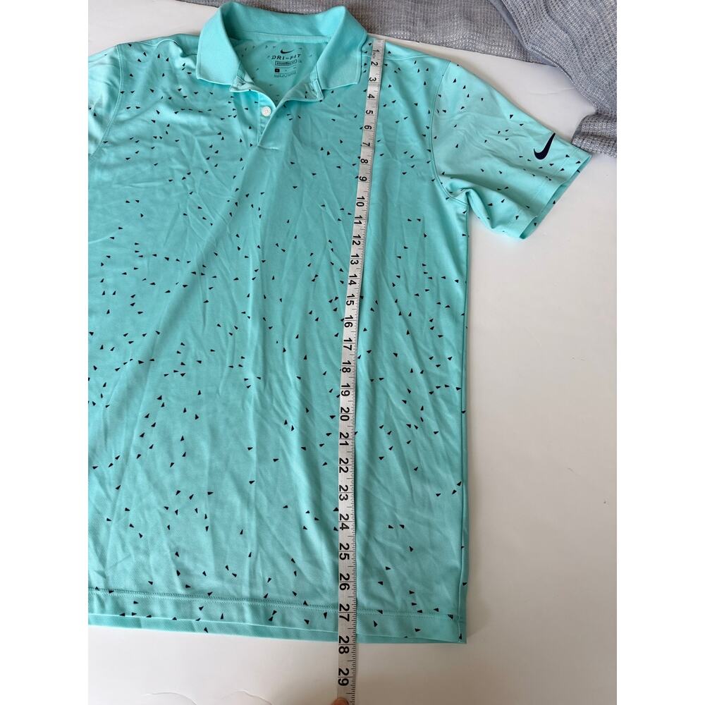 Nike Dri-FIT Standard Fit Polo Shirt Aqua Blue Geometric - Picture 7 of 7